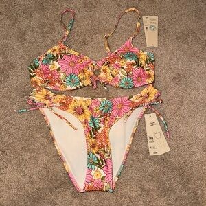 NWT Floral Bikini Set with Adjustable Straps